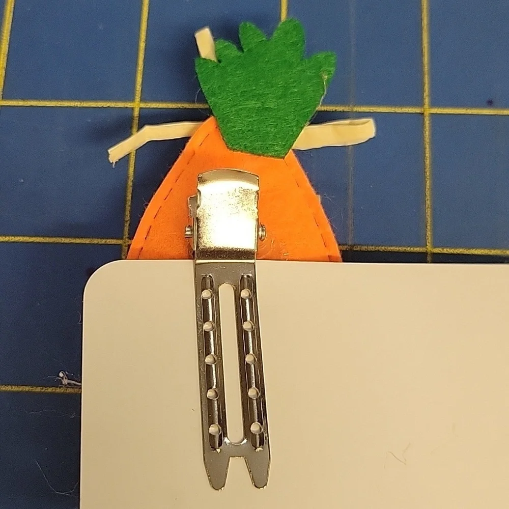 La Ti Da Handmade Creations Orange White Carrot Plush Gmome Clip Easter Spring